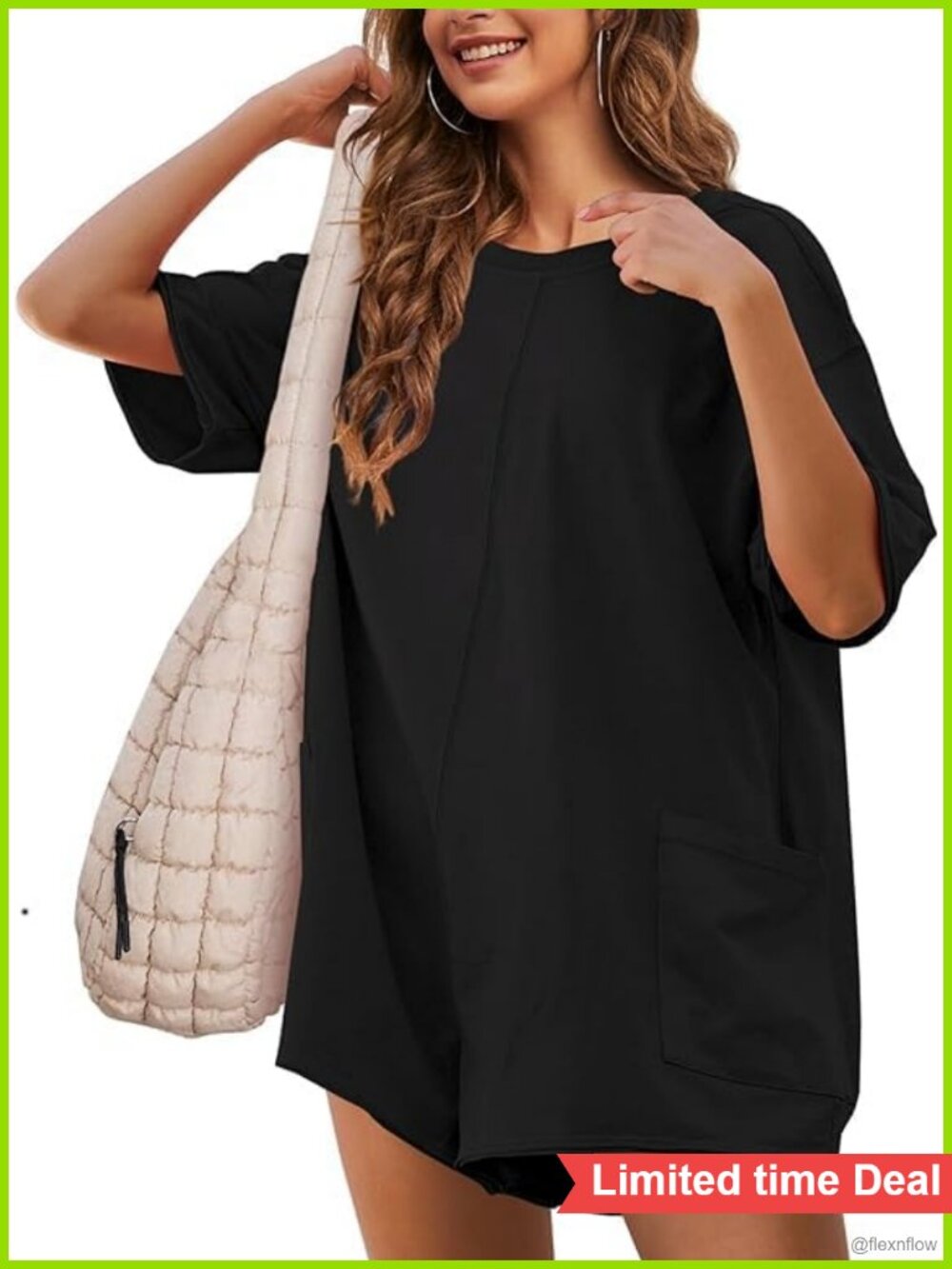 Women's Oversized Tee Romper Short Sleeve Athletic Jumpsuit Casual